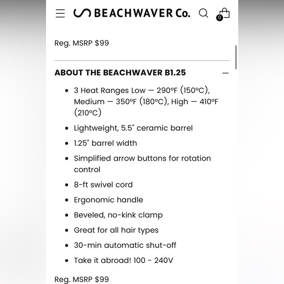 Beachwaver 1.25" Rotating Curling Iron in Pretty Lilac, pastel purple - Picture 9 of 15